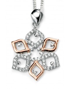 My-jewelry - D4138 - flower Necklace rose Gold plated and zirconium in 925/1000 silver