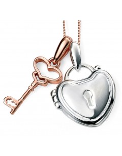 My-jewelry - D4190c - Collar key trend rose Gold plated and lock in 925/1000 silver