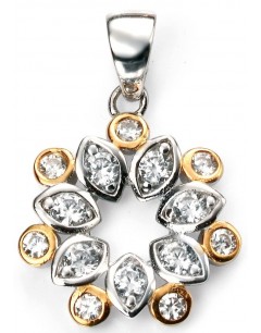 My-jewelry - D4342 - flower Necklace Gold plated and zirconium in 925/1000 silver