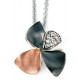 My-jewelry - D4362 - flower Necklace rose Gold plated and oxidisé, zirconium in 925/1000 silver
