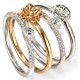 My-jewelry - D3432 - Rings flowers Gold plated and zirconium in 925/1000 silver