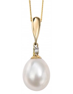 Necklace pearl and diamond Gold 375/1000