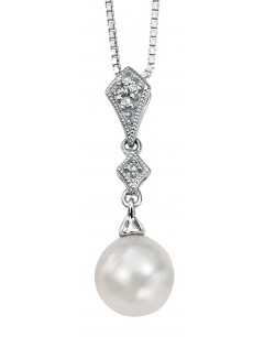 My-jewelry - D785uk - 9k pearl and diamond white Gold necklace