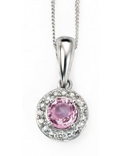 Necklace pink sapphire and diamond Gold 375/1000 carats