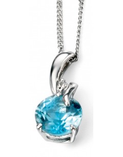 My-jewelry - D964c - Necklace blue topaz and diamond Gold 375/1000