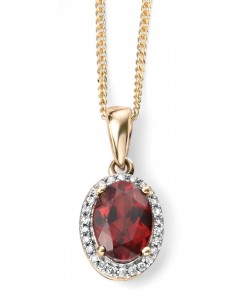 My-jewelry - D970 - Stunning necklace with garnet and diamond Gold 375/1000