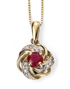 My-jewelry - D977 - Pretty necklace ruby and diamond Gold 375/1000