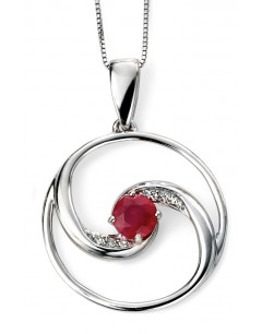 My-jewelry - D994c - Necklace ruby and diamond white Gold 375/1000