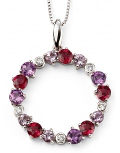 My-jewelry - D2009 - diamond Necklace, amethyst and garnet in brazil white Gold 375/1000