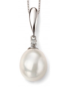 My-jewelry - D2018 - Necklace pearl and diamond white Gold 375/1000