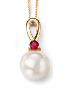 My-jewelry - D2019 - Superb necklace pearl and ruby Gold 375/1000