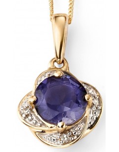 My-jewelry - D2020 - Pretty necklace iolite and diamond yellow Gold 375/1000