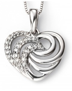 My-jewelry - D2026 - Necklace with heart and diamond in white Gold 375/1000