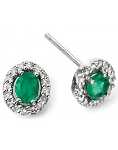 My-jewelry - D943uk - 9k emerald and diamond white Gold earring
