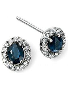 My-jewelry - D943c - earring sapphire and diamond white Gold 375/1000