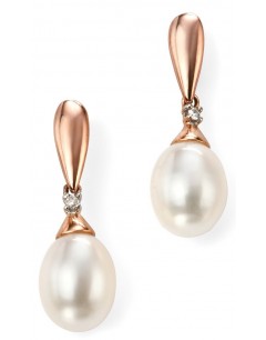My-jewelry - D996 - earring pearl and diamond Gold 375/1000