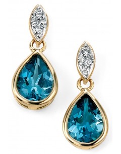 My-jewelry - D2020a - earring trend blue topaz and diamond Gold 375/1000