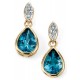 My-jewelry - D2020a - earring trend blue topaz and diamond Gold 375/1000
