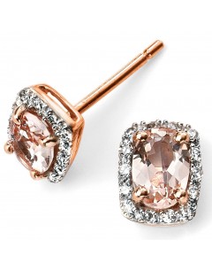 My-jewelry - D2062 - earring morganite and diamond rose Gold 375/1000
