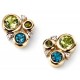 My-jewelry - D2042c - earring tourmaline and blue topaz, diamond Gold 375/1000