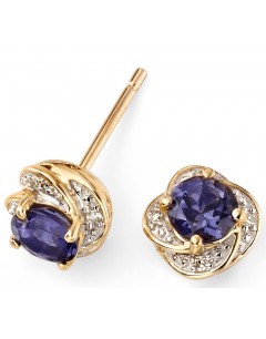 My-jewelry - D2079uk - 9k oolite and diamond Gold earring
