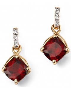 My-jewelry - D2080 - earring garnet and diamonds in Gold 375/1000