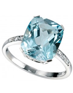 My-jewelry - D224uk - 9k blue Topaz and Diamond 0,042 carat gold ring
