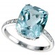 Ring blue Topaz and Diamond 0,042 carat gold 375/1000 carat