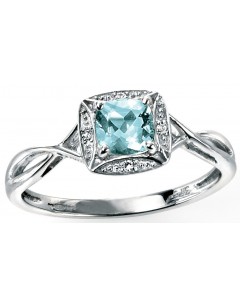 My-jewelry - D327auk - 9k aquamarine and Diamond was 0.016 carat gold ring