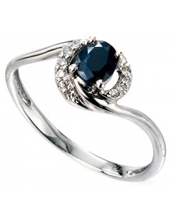My-jewelry - D468cuk - 9k blue Sapphire and diamond 0,06 carat gold ring