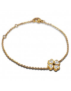 My-jewelry - H112uk - Sterling silver clover small golden heart bracelet