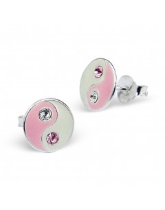 My-jewelry - H196uk - Sterling silver yin and yang pink earring