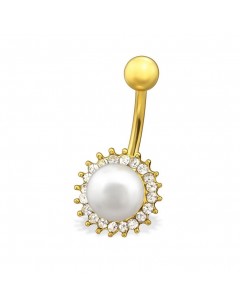 My-jewelry - H29737 - Jolie piercing pearl stainless steel golden