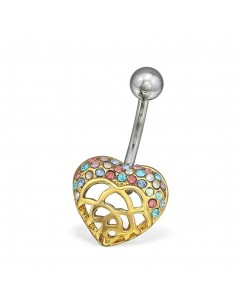My-jewelry - H30093uk - stainless steel pretty heart golden piercing