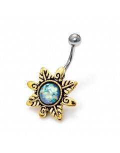 My-jewelry - H30481uk - stainless steel Pretty opal golden piercing
