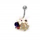 My-jewelry - H30483 - Jolie piercing flower and butterfly stainless steel golden