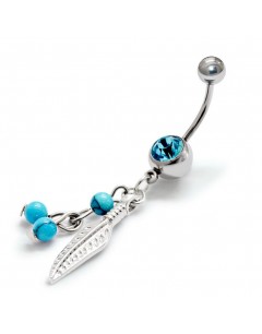 My-jewelry - H29698 - Jolie piercing crystal and turquoise stainless steel