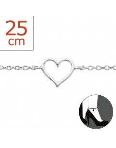 My-jewelry - H3748uk - Sterling silver heart Chain ankle