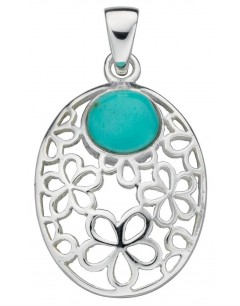 Flower necklace and turquoise in 925/1000 silver