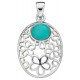 Flower necklace and turquoise in 925/1000 silver