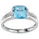 Ring blue Topaz and Diamond 0,048 carat gold 375/1000 carat