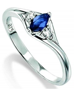 My-jewelry - D285auk - 9k blue Sapphire and diamond 0,06 carat gold ring
