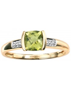 My-jewelry - D337uk - 9k Peridot and diamond 0,02 carat gold ring