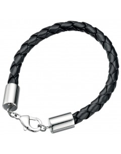 Black leather Bracelet stainless steel