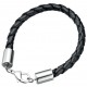 Black leather Bracelet stainless steel