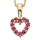 Necklace heart rubies in Gold 375/1000 carats