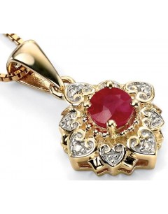 Necklace ruby diamond Gold 375/1000 carats
