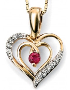 Necklace heart ruby and diamond Gold 375/1000 carats