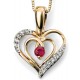 Necklace heart ruby and diamond Gold 375/1000 carats