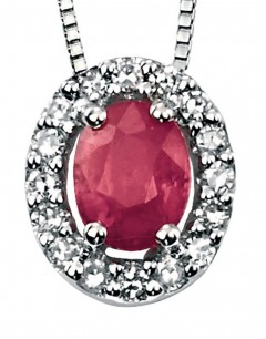 Necklace ruby and diamond white Gold 375/1000 carats